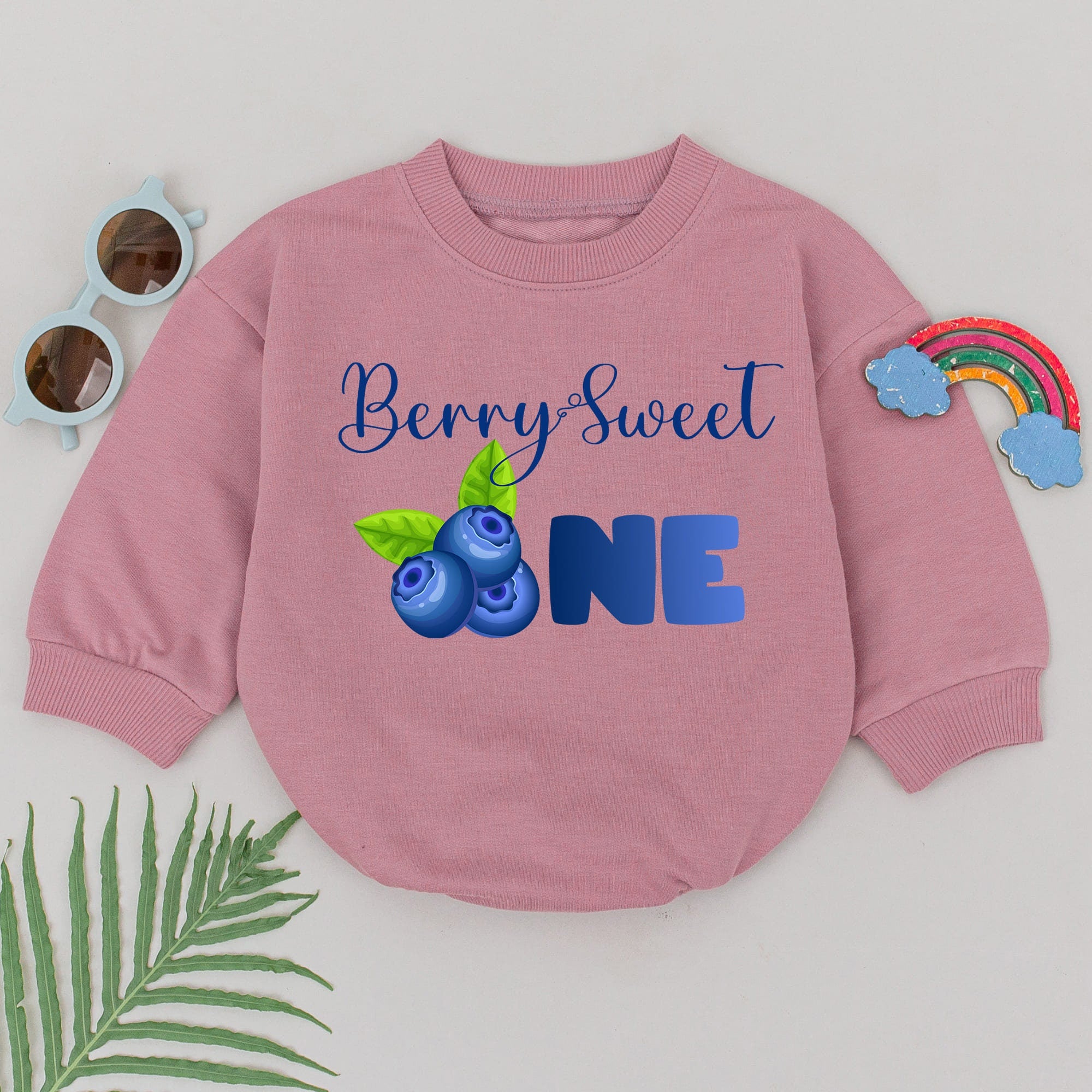 Berry Sweet ONE Romper for Baby Girl First Birthday Blueberry Design Outfit Cotton Soft Party Gift