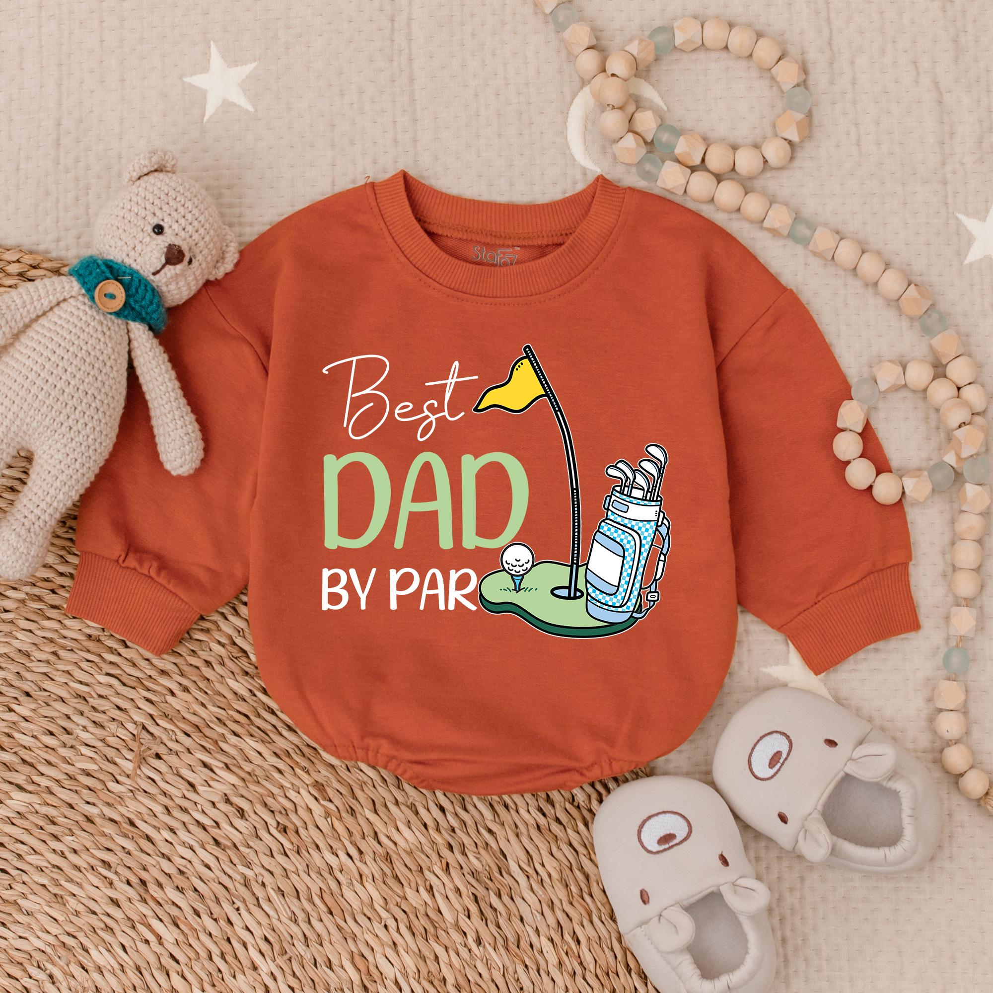 Best Dad by Par Golf Romper for Boys Playful Toddler Outfit with Golf Flag Ball Clubs Design Fun Casual Party Tee Soft Cotton Comfort