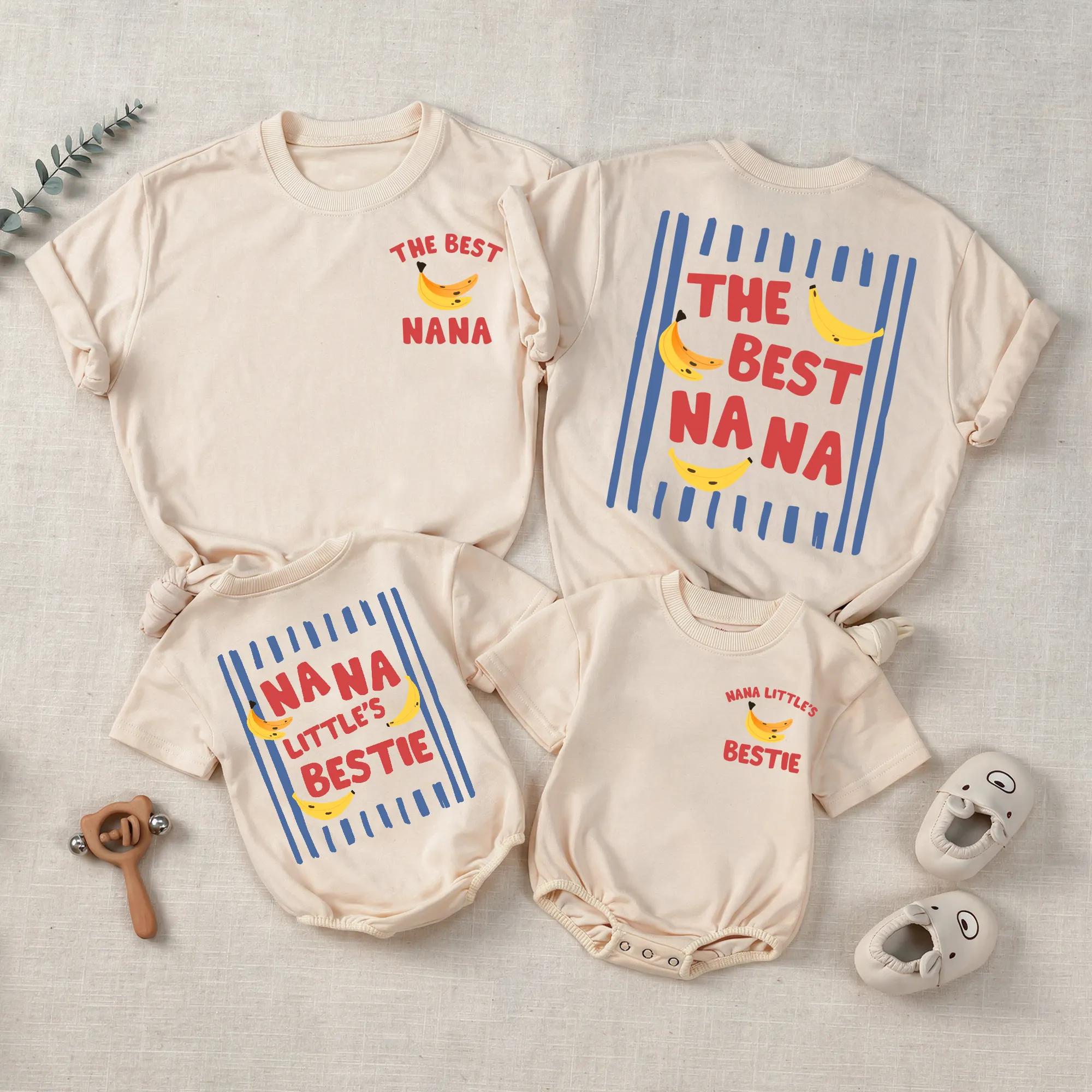 The Best Nana and Baby Matching Shirt Set with Banana Design, Nana’s Little Bestie Funny Gift, Cute Cotton Outfit for New Grandma and Infant