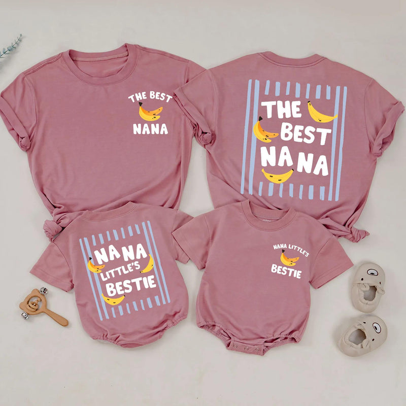 The Best Nana and Baby Matching Shirt Set with Banana Design, Nana’s Little Bestie Funny Gift, Cute Cotton Outfit for New Grandma and Infant