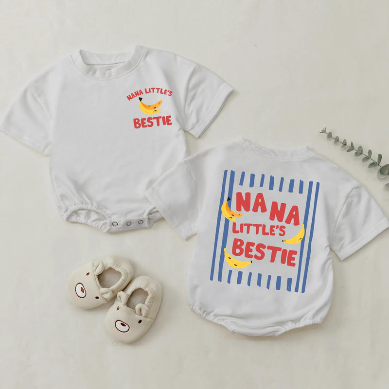 The Best Nana and Baby Matching Shirt Set with Banana Design, Nana’s Little Bestie Funny Gift, Cute Cotton Outfit for New Grandma and Infant