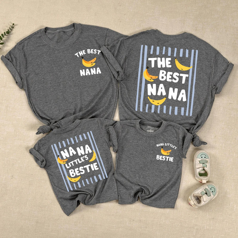The Best Nana and Baby Matching Shirt Set with Banana Design, Nana’s Little Bestie Funny Gift, Cute Cotton Outfit for New Grandma and Infant
