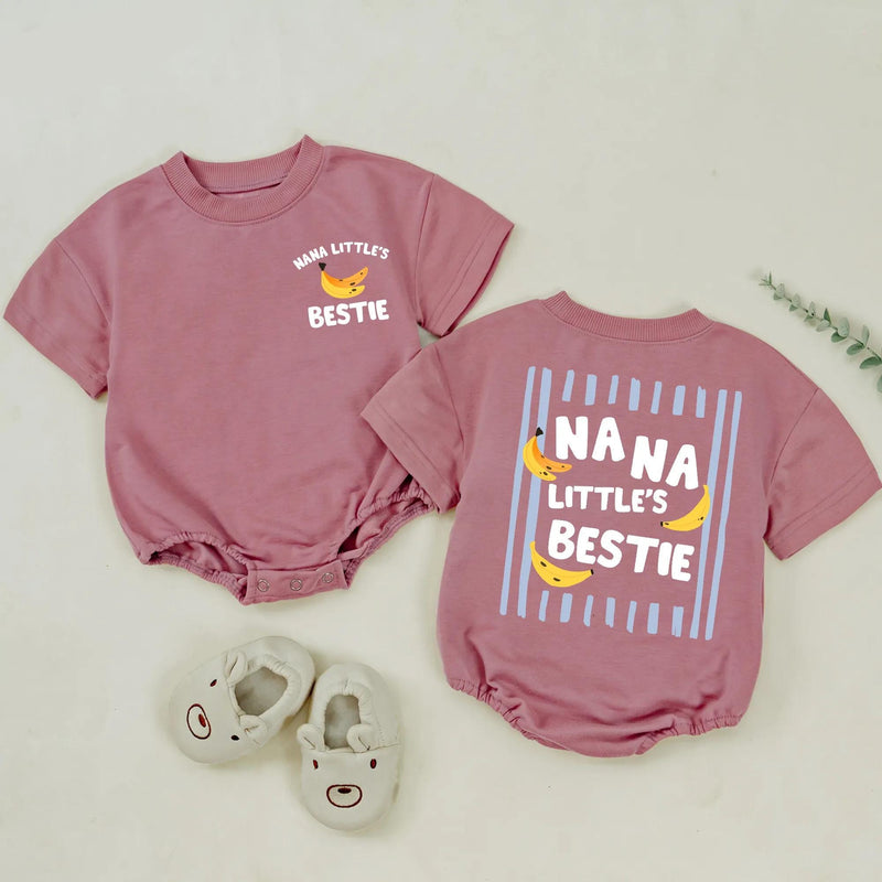 The Best Nana and Baby Matching Shirt Set with Banana Design, Nana’s Little Bestie Funny Gift, Cute Cotton Outfit for New Grandma and Infant