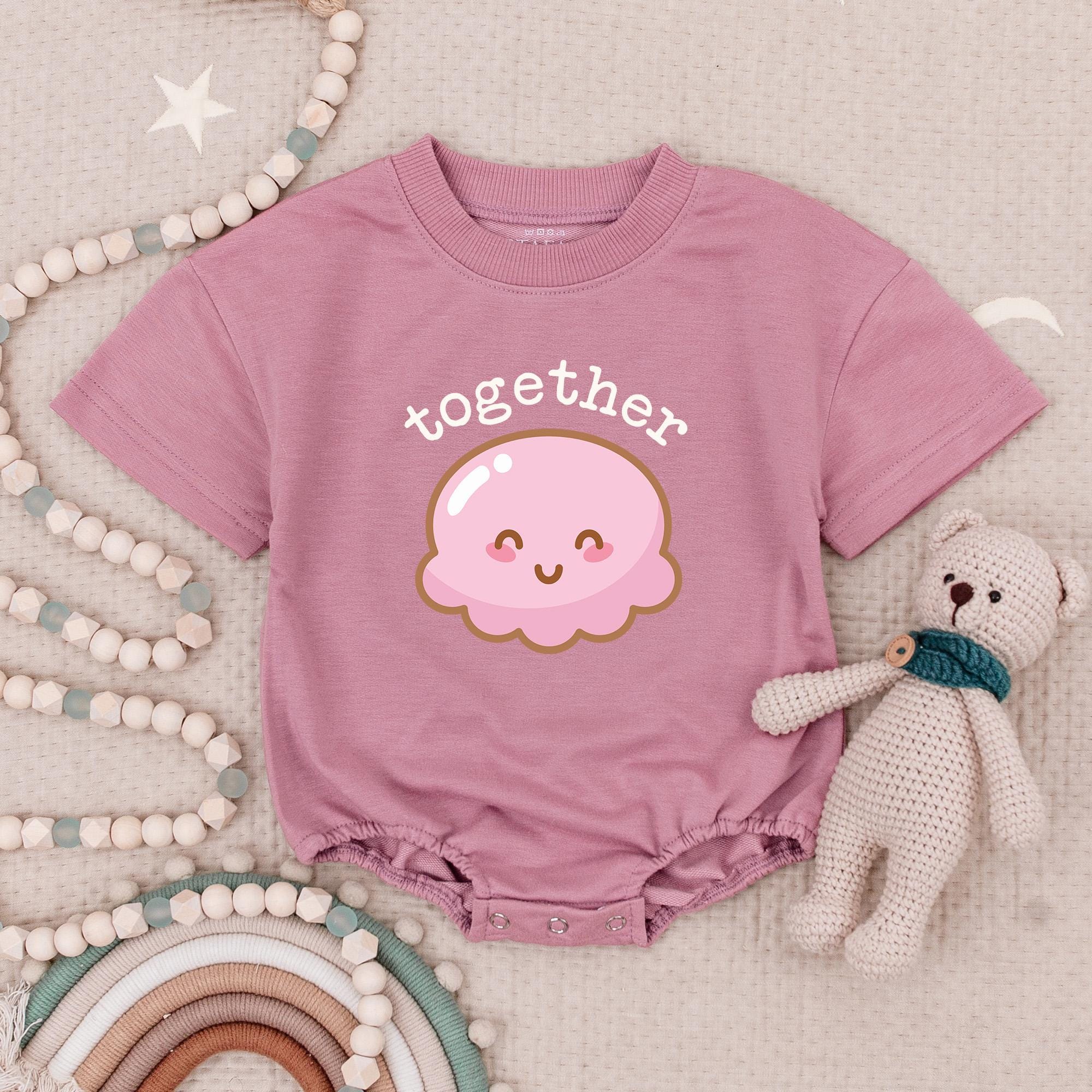 Better Together Ice Cream Baby Rompers with Cute Cone & Scoop Graphics, Funny Twin Outfits for Newborns, Baby Shower Gift Idea