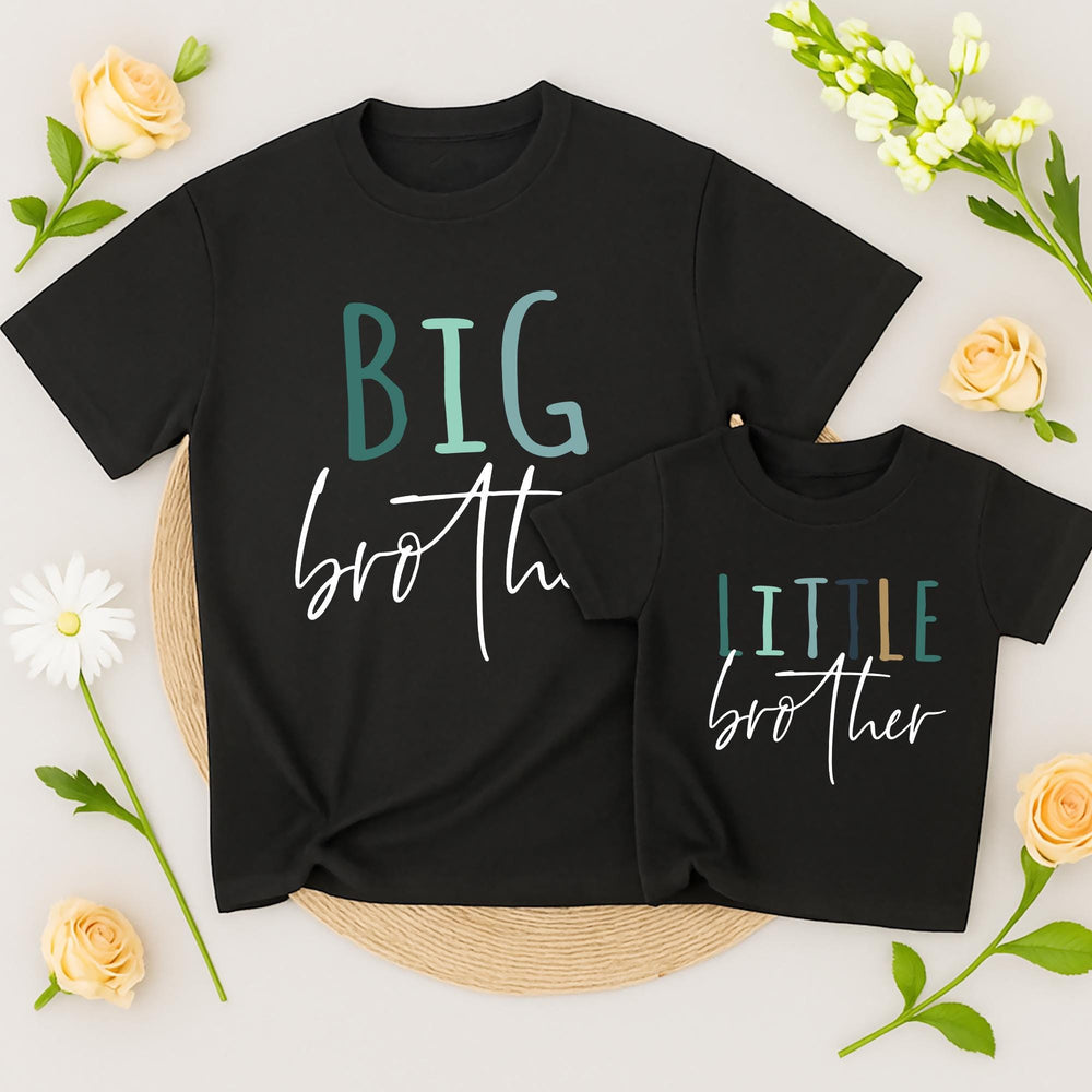 Big Brother Little Sister Matching Baby Toddler Outfits Personalized Family Shirts Modern Design for Pregnancy Announcement or Gift