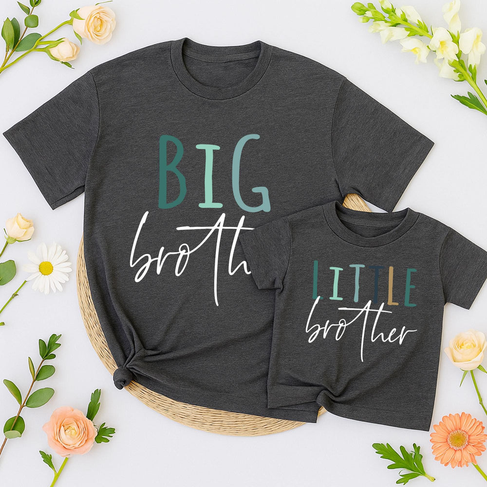 Big Brother Little Sister Matching Baby Toddler Outfits Personalized Family Shirts Modern Design for Pregnancy Announcement or Gift