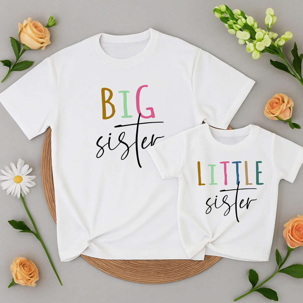 Big Brother Little Sister Matching Baby Toddler Outfits Personalized Family Shirts Modern Design for Pregnancy Announcement or Gift