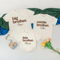 Big Brother, Middle Brother, Little Brother Matching Shirts Personalized Custom Sibling Outfits for Boys Minimalist Family Announcement