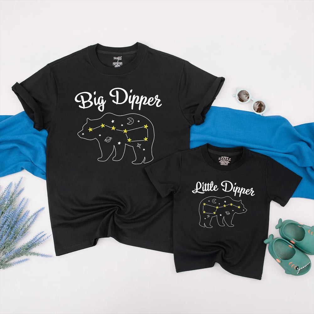 Big Dipper Little Dipper Matching Family Shirts Custom Daddy and Me Outfit Celestial Bear Constellation Design Gift for New Parents
