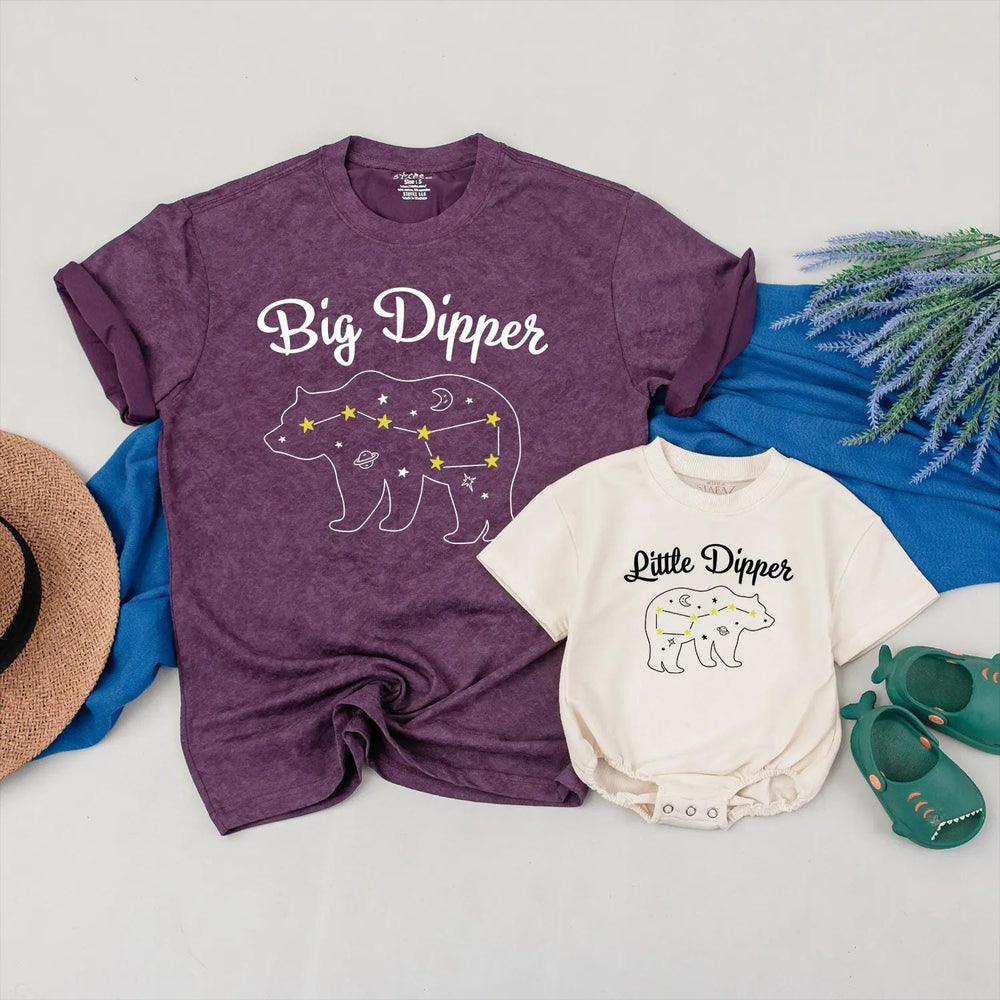 Big Dipper Little Dipper Matching Family Shirts Custom Daddy and Me Outfit Celestial Bear Constellation Design Gift for New Parents