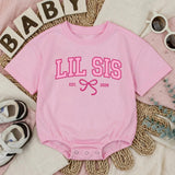 Big Sis Lil Sis Matching Sibling Shirts with Pink Bow Artwork, Baby Romper & Kids' T-Shirt Set, Soft Cotton for Baby Announcement Gift