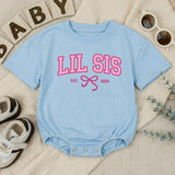 Big Sis Lil Sis Matching Sibling Shirts with Pink Bow Artwork, Baby Romper & Kids' T-Shirt Set, Soft Cotton for Baby Announcement Gift