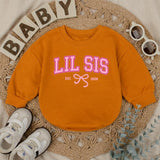 Big Sis Lil Sis Matching Sibling Shirts with Pink Bow Artwork, Baby Romper & Kids' T-Shirt Set, Soft Cotton for Baby Announcement Gift