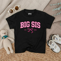 Big Sis Lil Sis Matching Sibling Shirts with Pink Bow Artwork, Baby Romper & Kids' T-Shirt Set, Soft Cotton for Baby Announcement Gift