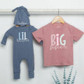 Custom Matching Big Sister Lil Brother Outfit Set - Soft Cotton Baby Bodysuit & Kids Tee, Retro Font, Perfect for Sibling Gifts & Photos