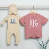 Custom Matching Big Sister Lil Brother Outfit Set - Soft Cotton Baby Bodysuit & Kids Tee, Retro Font, Perfect for Sibling Gifts & Photos