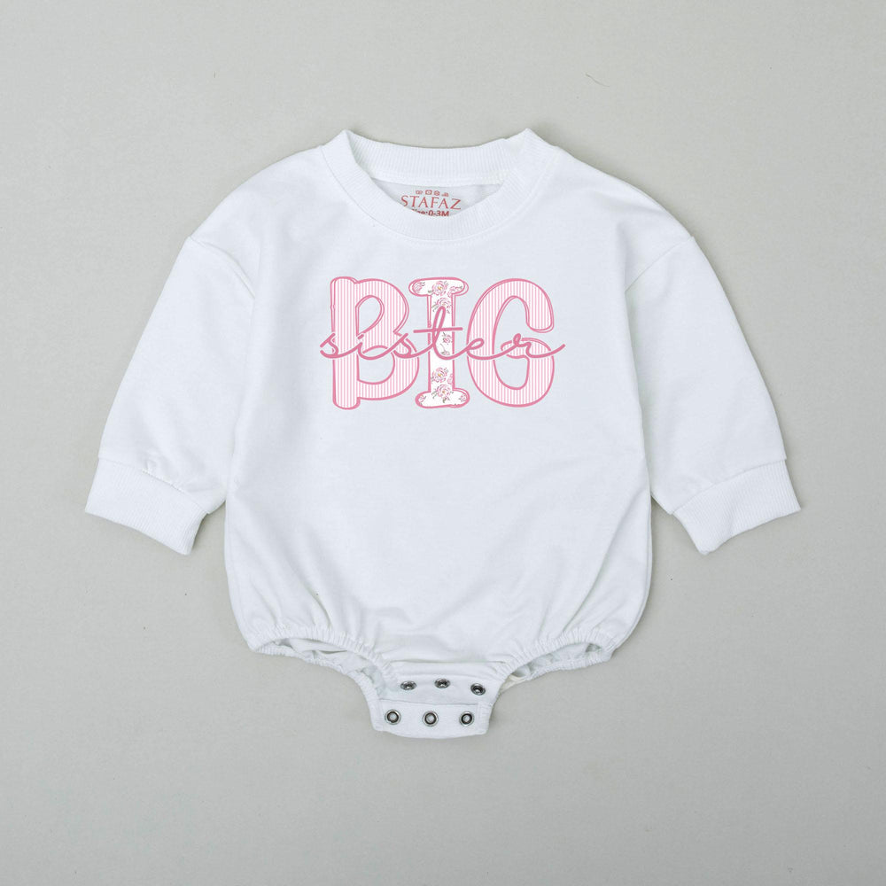 Big Sister Lil Sister Matching Shirts Light Pink Block Letters Baby Bodysuit Trendy Sibling Outfits Gift for Girls Birthday Baby