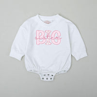 Big Sister Lil Sister Matching Shirts Light Pink Block Letters Baby Bodysuit Trendy Sibling Outfits Gift for Girls Birthday Baby