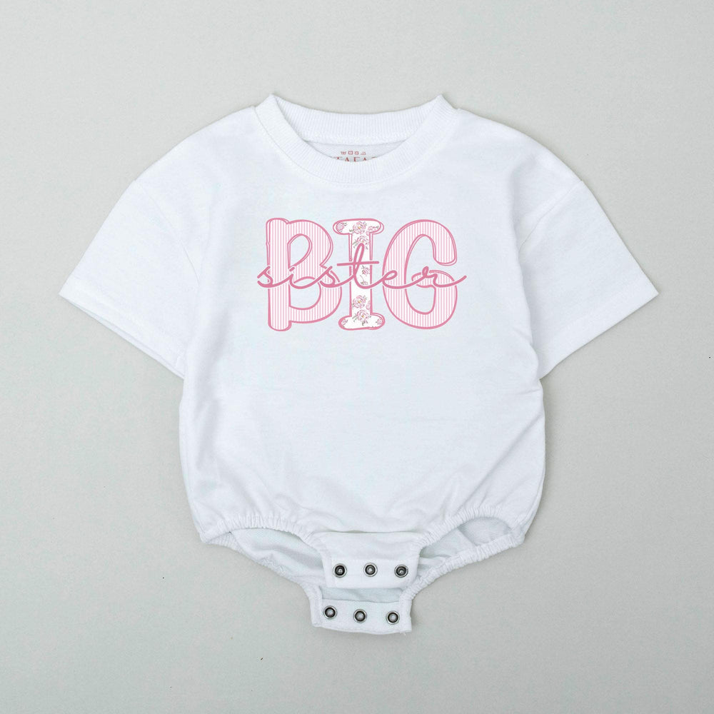 Big Sister Lil Sister Matching Shirts Light Pink Block Letters Baby Bodysuit Trendy Sibling Outfits Gift for Girls Birthday Baby