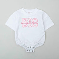 Big Sister Lil Sister Matching Shirts Light Pink Block Letters Baby Bodysuit Trendy Sibling Outfits Gift for Girls Birthday Baby