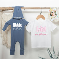 Big Sister Little Sister Matching Outfit with Name, Pink Gingham Baby and Toddler Clothes, Personalized Newborn Gift for Girls