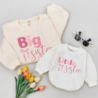 Big Sister Little Sister Matching Pink Shirts with Bow Design Soft Cotton Coquette Style Big Sis Lil Sis Outfit Baby Announcement Gift