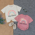 Big Sister Rainbow Bubble Romper and T-Shirt Boho Floral Toddler Baby Girl Outfit Cotton Summer Clothes Gift for Kids Birthday