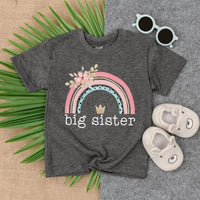 Big Sister Rainbow Bubble Romper and T-Shirt Boho Floral Toddler Baby Girl Outfit Cotton Summer Clothes Gift for Kids Birthday