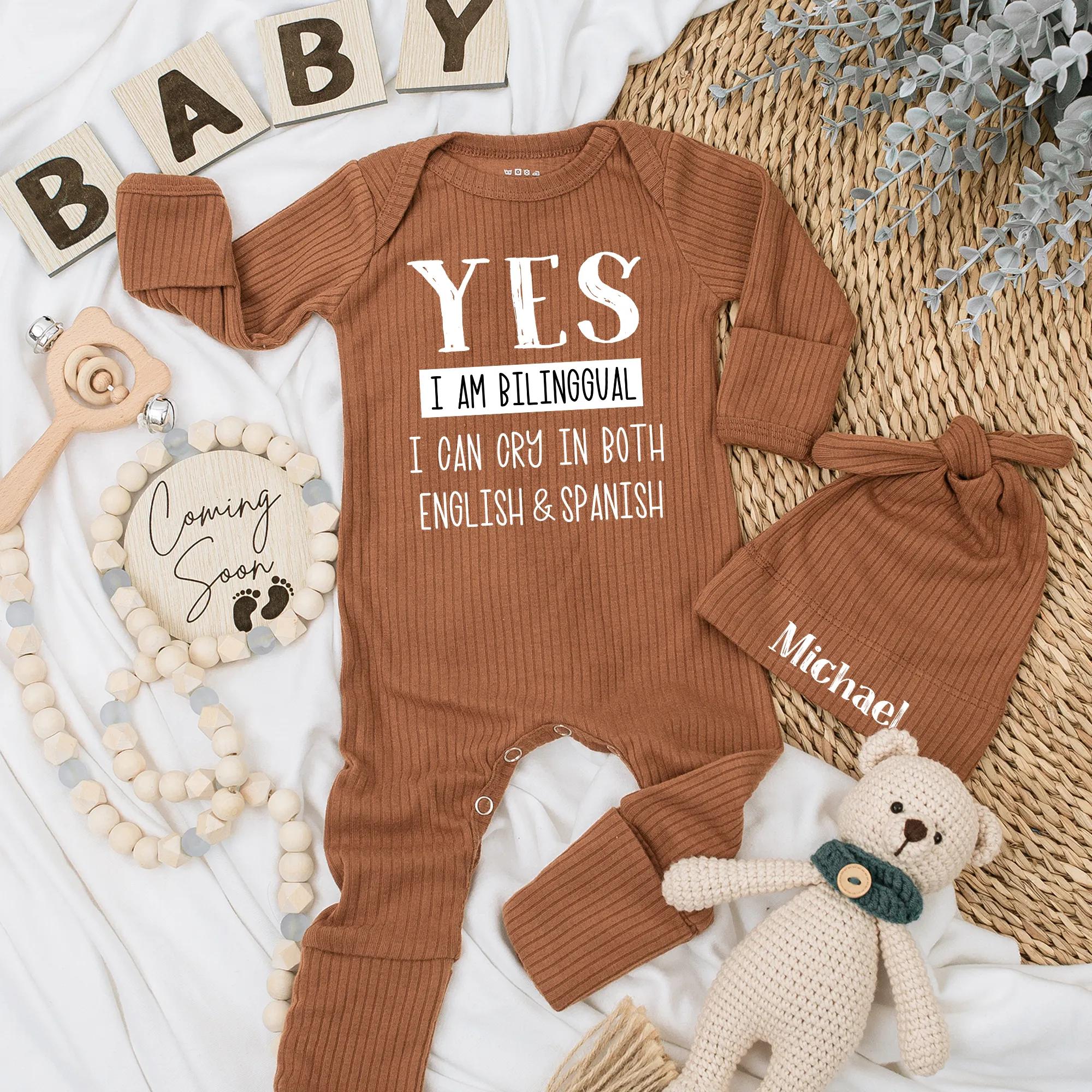 Bilingual Baby Bodysuit English Spanish Humor Newborn Gift Cotton Soft Infant Outfit Latino Baby Shower Clothes Personalized Name