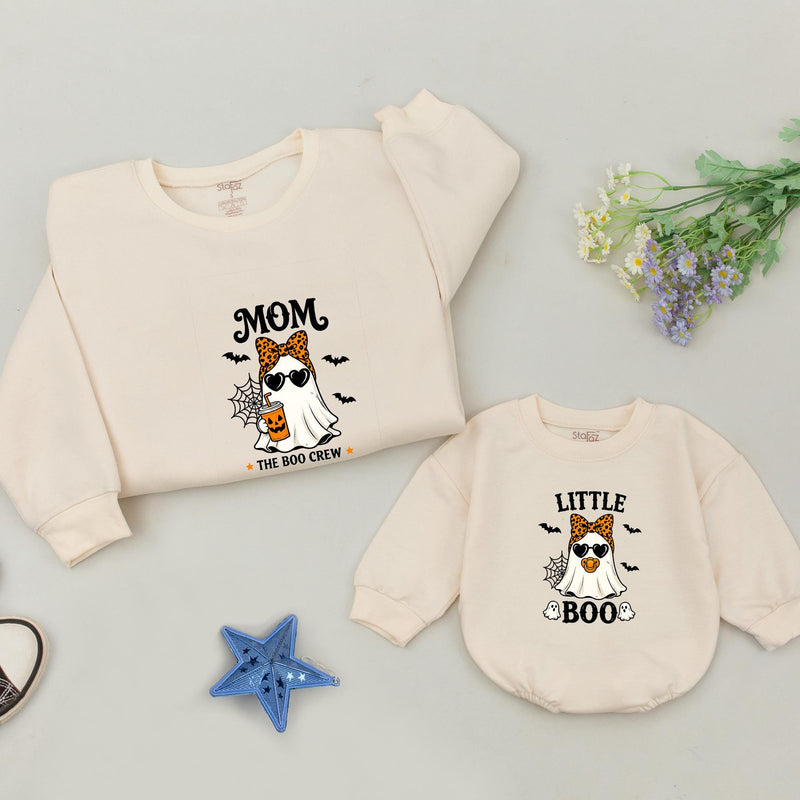 The Boo Crew Family Halloween Sweatshirts with Ghost and Pumpkin Design, Matching Mom, Dad, and Little Boo Outfits with Custom Names