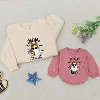 The Boo Crew Family Halloween Sweatshirts with Ghost and Pumpkin Design, Matching Mom, Dad, and Little Boo Outfits with Custom Names