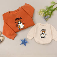 The Boo Crew Family Halloween Sweatshirts with Ghost and Pumpkin Design, Matching Mom, Dad, and Little Boo Outfits with Custom Names