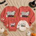 Boo Crew Family Matching Halloween Sweatshirts with Ghost and Pumpkin Design, Custom Names on Sleeves, Fall Party Outfits