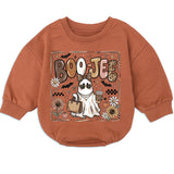 Boo Jee Baby Romper with Boujee Ghost Graphic, Long Sleeve Fall Outfit for Halloween, Cozy Cotton Infant Bodysuit for Seasonal Celebrations
