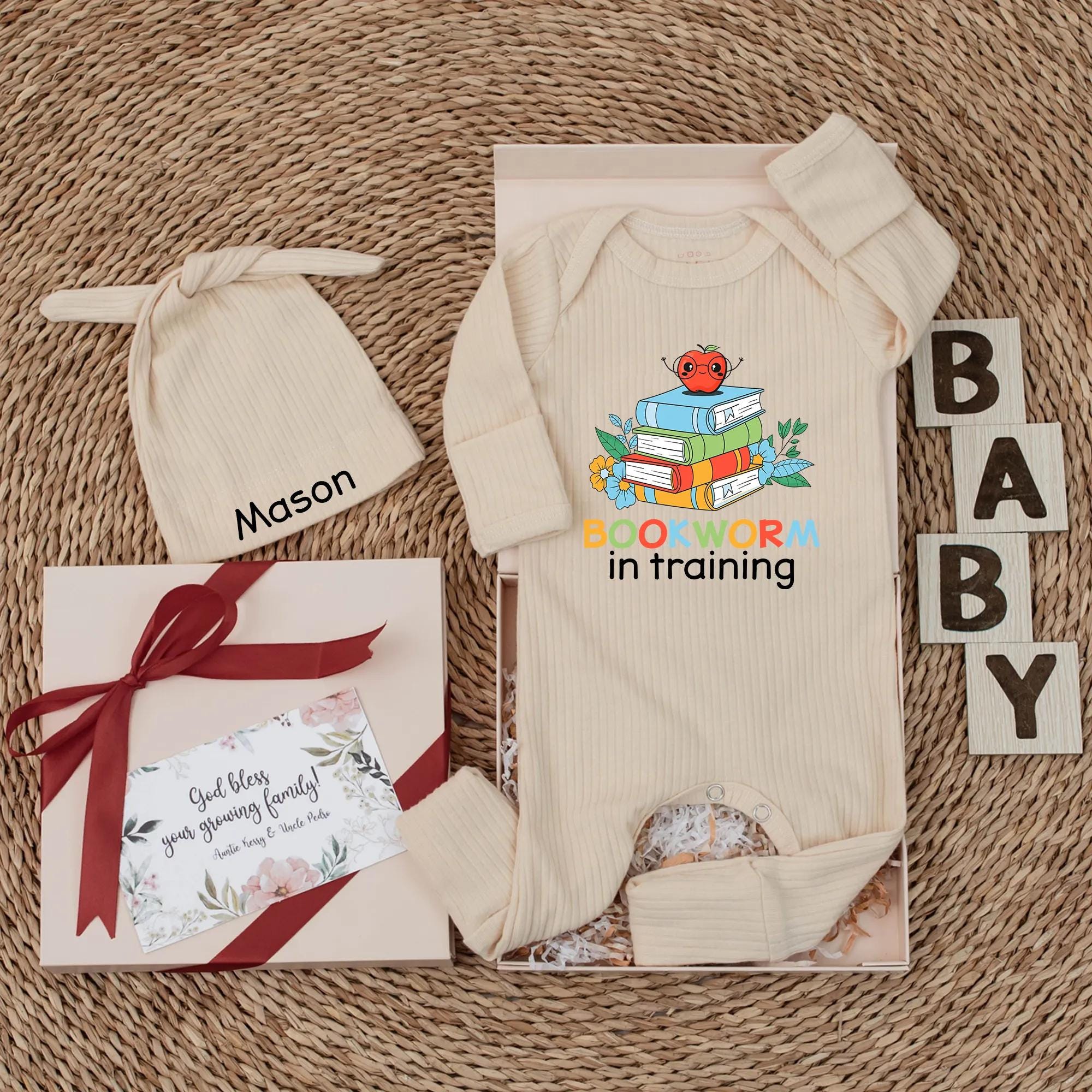 Bookworm in Training Baby Bodysuit Cute Outfit for Reading Infants Gift for Book Lover Newborns with Fun Red Worm and Colorful Books