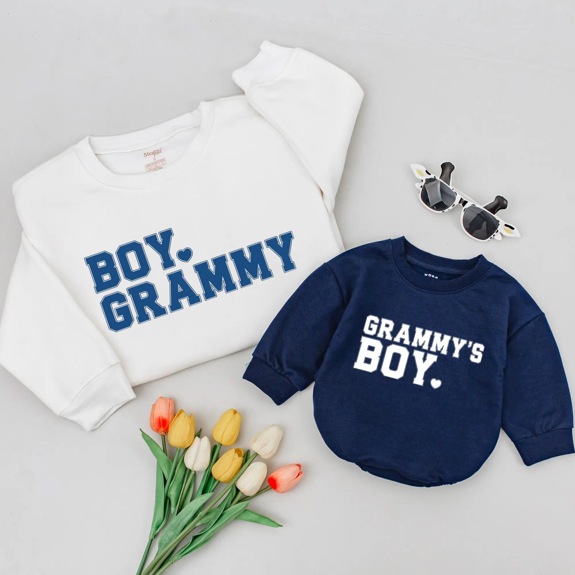Boy Grammy and Grammy's Boy Matching Shirts Navy and White Grandma and Me Outfits Baby and Toddler Gift Newborn Grandma Sweatshirts