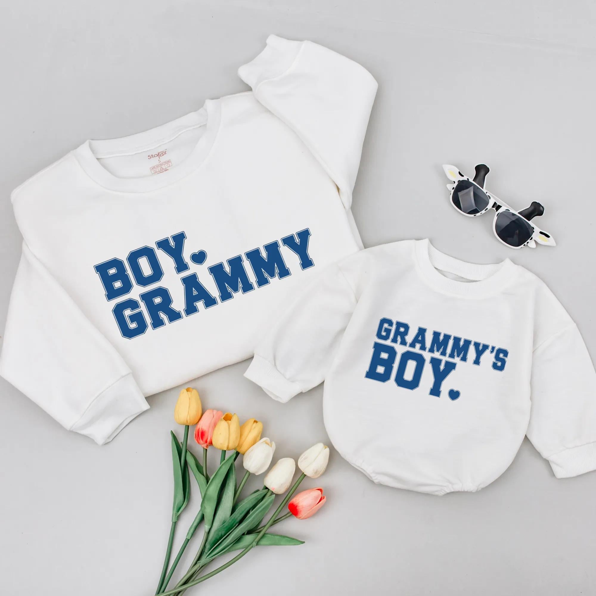 Boy Grammy and Grammy's Boy Matching Shirts Navy and White Grandma and Me Outfits Baby and Toddler Gift Newborn Grandma Sweatshirts