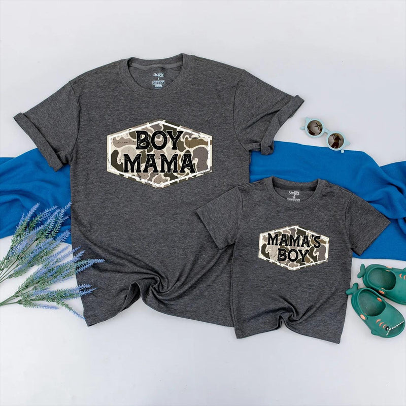 Boy Mama Camo Matching Shirts Hunting Theme Mother Son Outfit Gift Comfortable Cotton Bold Design for Outdoor Adventures