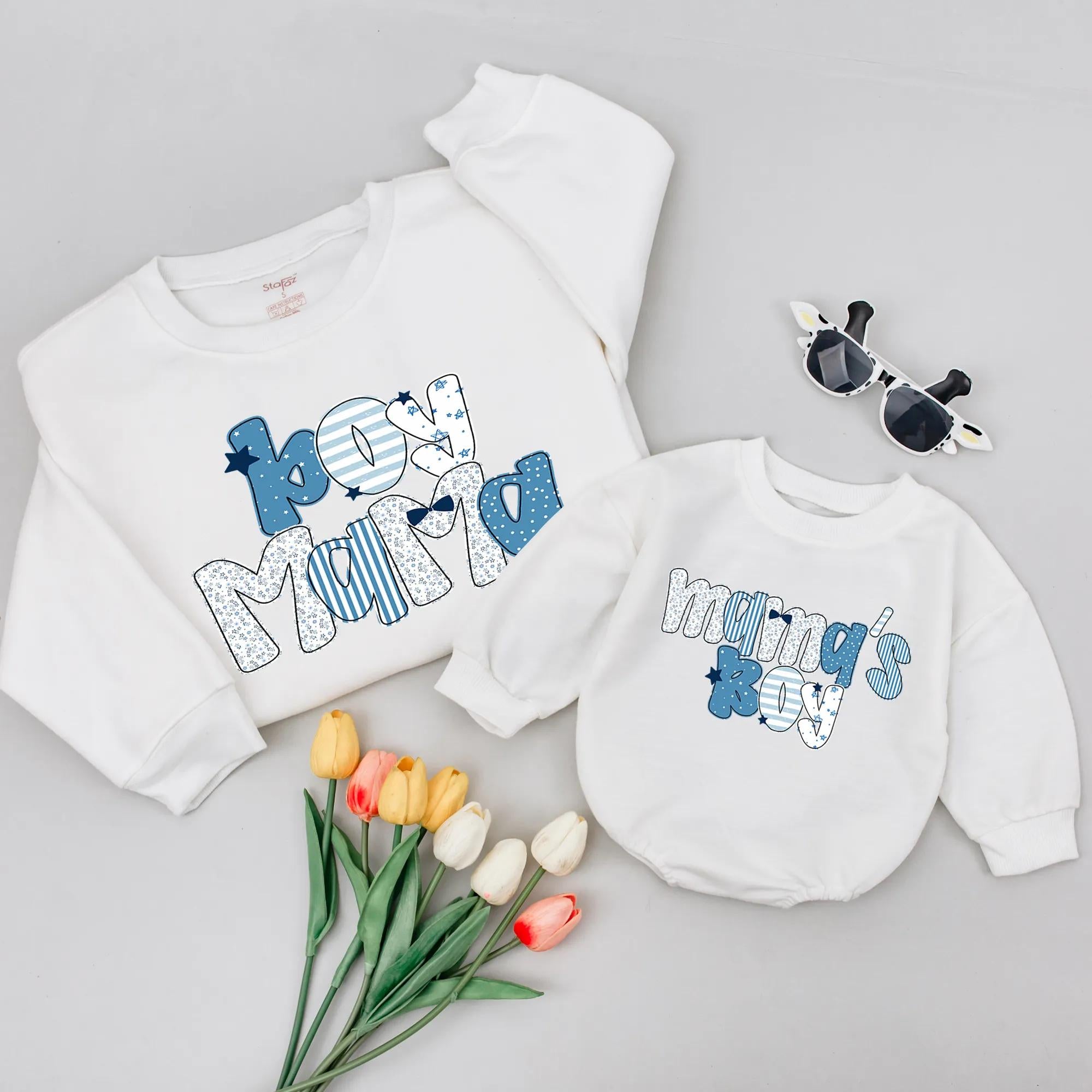 Boy Mama and Mama's Boy Matching Sweatshirts, Custom Mommy and Me Outfits, Soft Cotton Family Shirts, Baby Shower Gift, Toddler Wear