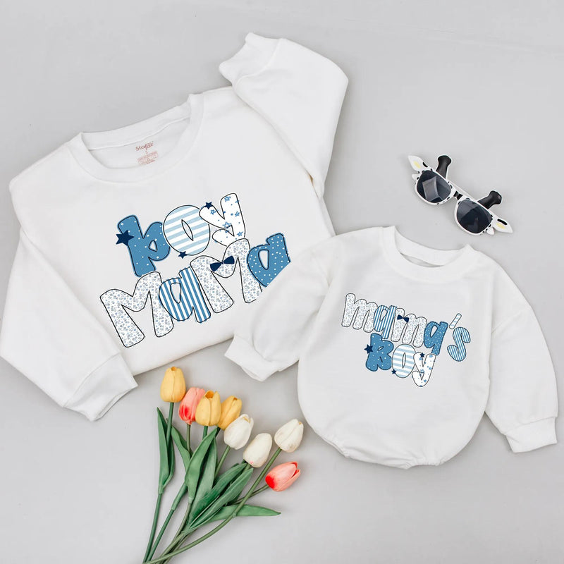 Boy Mama and Mama's Boy Matching Sweatshirts, Custom Mommy and Me Outfits, Soft Cotton Family Shirts, Baby Shower Gift, Toddler Wear