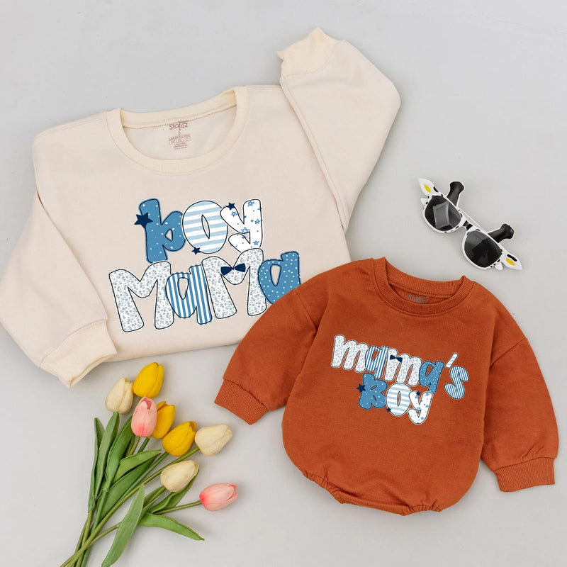 Boy Mama and Mama's Boy Matching Sweatshirts, Custom Mommy and Me Outfits, Soft Cotton Family Shirts, Baby Shower Gift, Toddler Wear