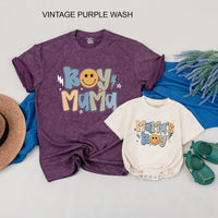 Boy Mama Matching Shirts with Mama's Boy Design Retro Graphics Custom Family Tees Soft Cotton Mom and Son Outfits Gift for New Moms