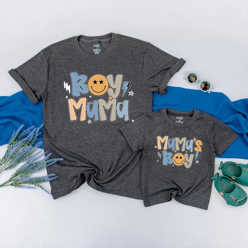Boy Mama Matching Shirts with Mama's Boy Design Retro Graphics Custom Family Tees Soft Cotton Mom and Son Outfits Gift for New Moms