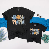 Boy Mama Matching Shirts with Mama's Boy Design Retro Graphics Custom Family Tees Soft Cotton Mom and Son Outfits Gift for New Moms