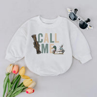 Call Me Baby Boy Duck Hunting Romper with Mallard Graphic 1st Birthday Outfit Soft Cotton Infant Clothes Rustic Sage Green Gift Idea