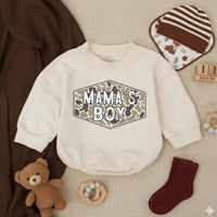Camo Mama's Boy Bubble Romper Baby Outfit for Hunting Enthusiasts, Country Baby Clothes, Rustic Green and Tan Design Infant Gift