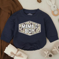 Camo Mama's Boy Bubble Romper Baby Outfit for Hunting Enthusiasts, Country Baby Clothes, Rustic Green and Tan Design Infant Gift