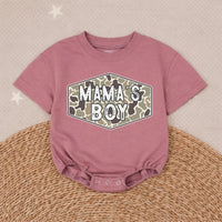Camo Mama's Boy Bubble Romper Baby Outfit for Hunting Enthusiasts, Country Baby Clothes, Rustic Green and Tan Design Infant Gift