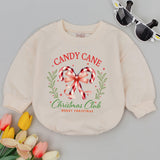 Candy Cane Christmas Club Baby Romper Holiday Outfit Retro Style Soft Cotton Infant Clothing First Christmas Gift