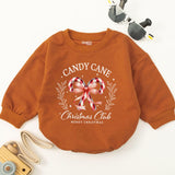 Candy Cane Christmas Club Baby Romper Holiday Outfit Retro Style Soft Cotton Infant Clothing First Christmas Gift
